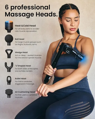 Miniatura 10 de NAPRE Pistola de masaje con calor y cabeza fría, masajeador de espalda de percusión de tejido profundo para alivio del dolor muscular/cuello/cuerpo