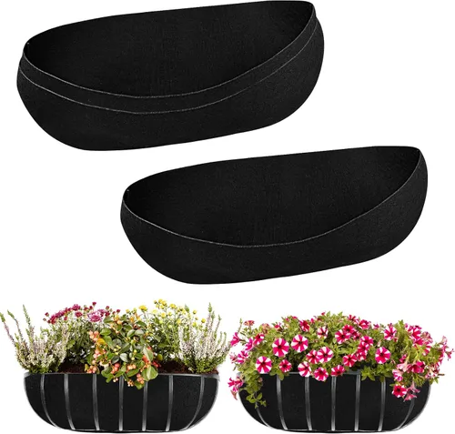 Miniatura 9 de 2 forros mejorados para macetas de 24 pulgadas, forros de tela para ventana, forro de fieltro para macetas, forro de cesta de flores negras, forro