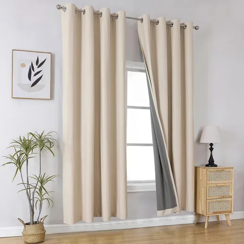 Miniatura 84 de Joydeco - Juego de 2 paneles de cortinas opacas de 63 pulgadas, 2 cortinas largas con aislamiento térmico burg, cortinas de oscurecimiento