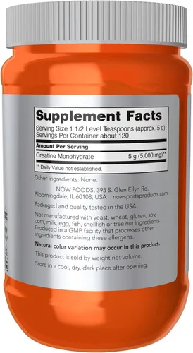 Miniatura 2 de Now Foods Nutrición Deportiva, Polvo de Monohidrato de Creatina, Construcción de Masa*/Producción de Energía*, 21.2 onzas