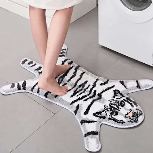 Miniatura 11 de Alfombra con estampado de leopardo, tapete de baño de leopardo rosa para baño, tapete de puerta de guepardo y tigre, antideslizante, tapete Rosa