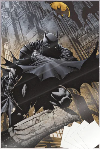 Miniatura 7 de Batman - Póster impreso de DC Comics (El caballero oscuro agachándose en gárgola) (tamaño 24 x 36 pulgadas)