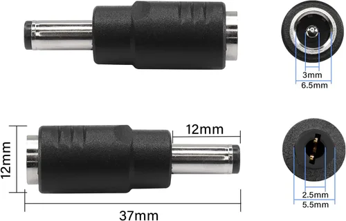 Miniatura 4 de Adaptador de corriente CC, enchufe macho de 0.217 in x 0.098 in CC a conector hembra de 0.256 in x 0.118 in para laptop, cámaras de seguridad CCTV