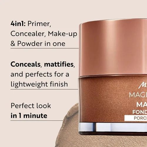 Miniatura 2 de M. Asam Magic Finish Mousse de Maquillaje Tono Porcelana (1.01 onzas líquidas) – imprimación, base, corrector y polvo 4 en 1 con cobertura Tonos