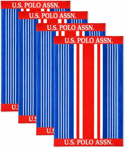 Miniatura 45 de U.S. Polo Assn. Toalla de playa de gran tamaño (40 x 70 pulgadas), diseño náutico a rayas, de lujo, algodón de felpa de calidad de hotel para baño