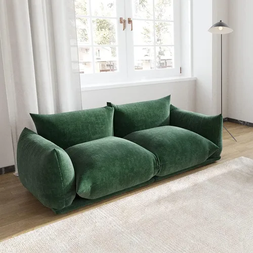 Miniatura 24 de JACH Otomana Cómoda de Estilo Moderno de Mediados de Siglo, Reposapiés de Sofá de Chenilla con Cojín Grueso, Muebles Taburete de 26" para Espacios