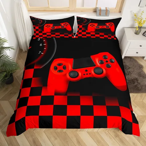 Miniatura 28 de Funda de edredón con estampado de mando de videojuegos para niños, tamaño individual (sin edredón), juego de ropa de cama Play Gamer para niños