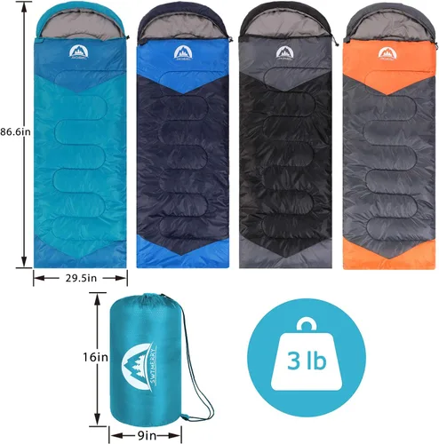 Miniatura 2 de SWTMERRY Saco de dormir para 3 estaciones (verano, primavera, otoño) clima cálido y fresco, ligero, impermeable, para uso en interiores y Verde