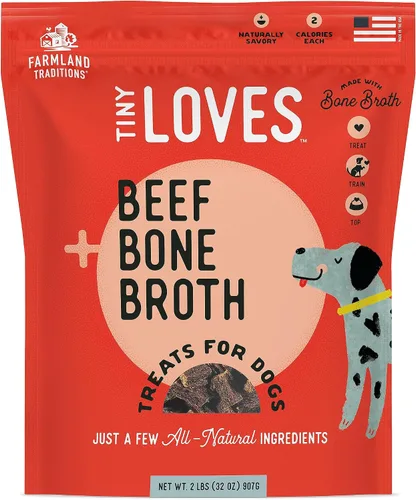 Farmland Traditions Tiny Loves Premios de Entrenamiento de Cecina para Perros con Caldo de Huesos (Carne de Res, 32 oz.)
