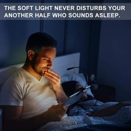 Miniatura 7 de Vekkia Luz de lectura recargable ámbar de 7 LED para el cuidado de los ojos con bloqueo de luz azul, 3 niveles, 1600K para uso amigable