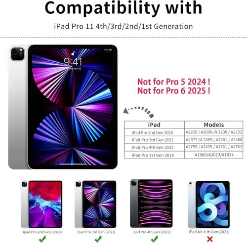Miniatura 2 de Kenke - Funda para iPad Pro de 11 pulgadas 4ª/3ª/2ª/1ª generación 2022/2021/2020/2018 con soporte para carga de segundo lápiz con soporte