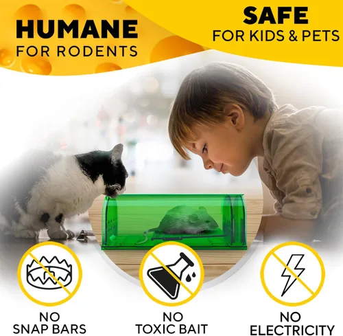 Miniatura 2 de Paquete de 2 trampas para ratones de captura y liberación humanitaria para interiores y exteriores, trampas duraderas fáciles de instalar, seguras