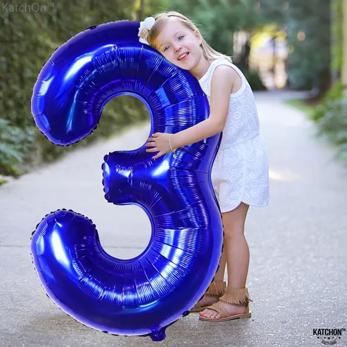 Miniatura 695 de KatchOn, Globo grande azul número 2 de 40 pulgadas Decoraciones de cumpleaños de Baby Shark para niño de 2 años Globo azul número 2 Globo