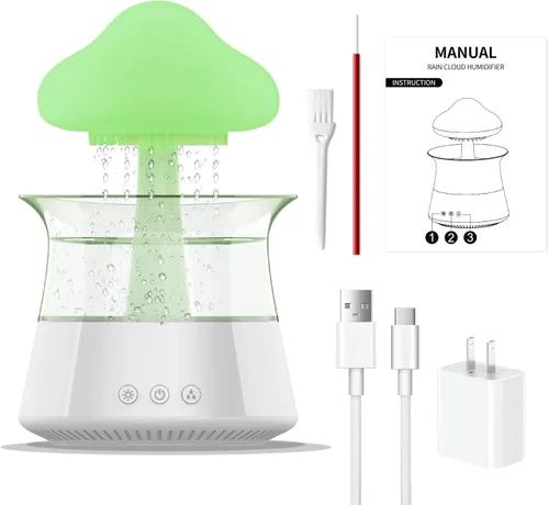 Miniatura 6 de Rain Cloud Humidificador de goteo de agua, difusor de aroma de hongos, difusor de aceite esencial, difusor de aromaterapia de ruido blanco de 10.8