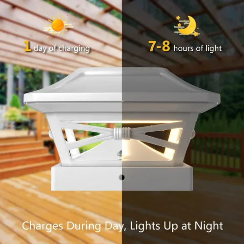 Miniatura 5 de Davinci Lighting Renaissance Luces Solares para Tapas de Postes Exteriores - Incluye Bases para Postes 4x4 5x5 6x6 - Luz LED Brillante - Blanco
