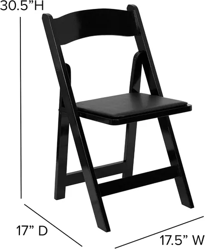 Miniatura 2 de EMMA + OLIVER Paquete de 2 sillas plegables de madera negra con asiento acolchado de vinilo Negro