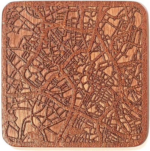 Miniatura 86 de Posavasos Amsterdam Map by O3 Design Studio, 1 pieza, posavasos de madera Sapele con mapa de la ciudad, hecho a mano, varias ciudades opcionales