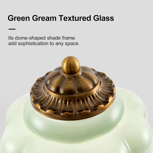 Miniatura 8 de Lámpara de mesa táctil de vidrio de leche, cristal de jadeíta verde de mediados de siglo, moderna lámpara de mesita de noche, 3 puertos USB C + A