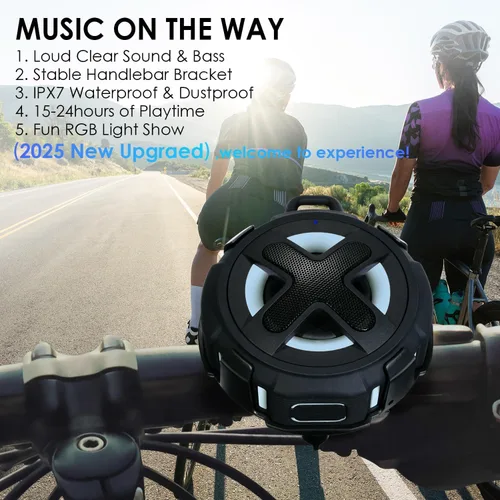 Miniatura 3 de Altavoz Pro Bike actualizado, con soporte para manillar profesional, Bluetooth V5.4, IPX7 impermeable, funda de silicona, navegación por