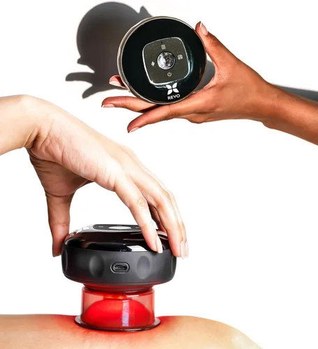 REVO El Original - Masajeador inteligente 4 en 1 de terapia de ventosas, terapia de luz roja para alivio del dolor específico, nudos, dolores, dolor
