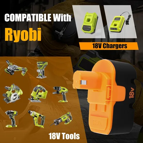 Miniatura 3 de [Actualizado a 3.6Ah] Paquete de 2 repuestos P100 para baterías Ryobi de 18 V compatibles con batería Ryobi de 18 V de repuesto para herramientas