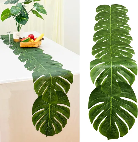 AerWo 4 caminos de mesa artificiales de hojas de palma de 72 pulgadas, camino de mesa de hojas de palma tropicales para bodas, decoración de mesa de