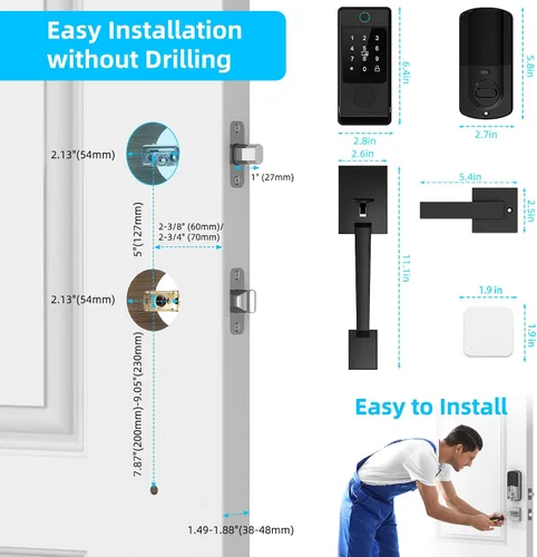 Miniatura 7 de Cerradura inteligente Wi-Fi con juegos de asas, cerradura de puerta de entrada sin llave Miuedo para puerta delantera, compatible con Alexa y Google