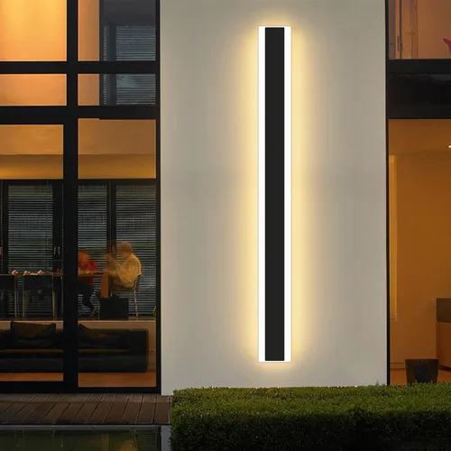 Miniatura 11 de Luz de pared exterior moderna de 47 pulgadas, accesorios de iluminación exterior de acrílico negro de 3000K, montaje en pared, luces de porche