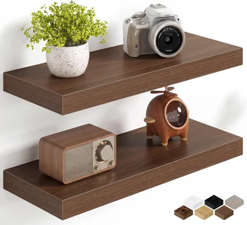 Miniatura 76 de Fun Memories Estantes flotantes de 16 pulgadas para pared, estantes de 8 pulgadas de profundidad para baño, dormitorio, cocina, montaje en pared