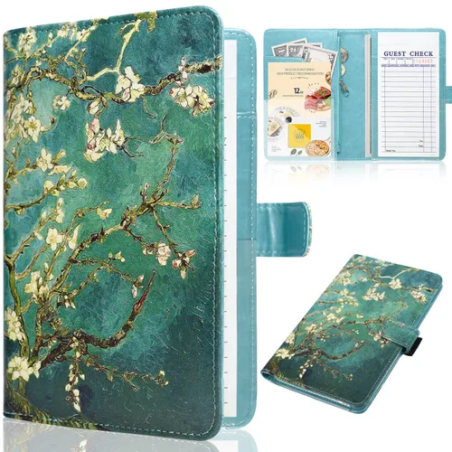 Libro de Servidor para Camarera - Organizador de Libro de Camarera de Cuero con Bolsillo con Cremallera, Lindo Libro de Camarero Cartera de Servidor