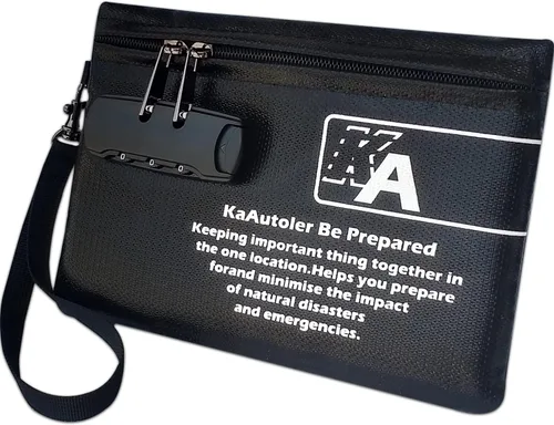 KaAutoler Bolsa de dinero ignífuga con cerradura - Bolsa de dinero impermeable con cierre de cremallera, caja fuerte, bolsa de accesorios de bloqueo