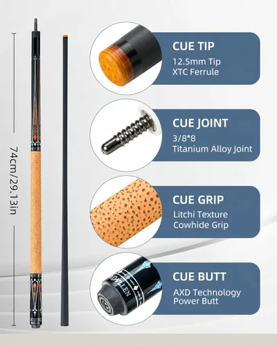Miniatura 2 de KONLLEN Carbon Fiber Pool Cue Stick 58-inch Professional Pool Sticks for Adults Full Carbon Technology Low Deflection Pool Cue Billiard Cues with