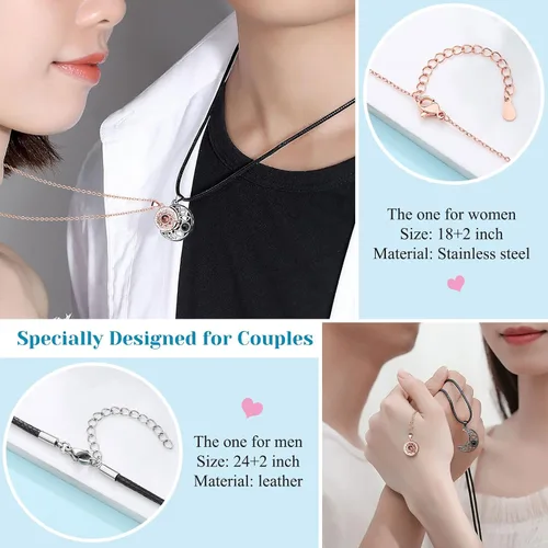 Miniatura 3 de UPROMI Collar de pareja para novio, novia, marido, hombre, alma gemela, aniversario, día de San Valentín, regalos para él y ella