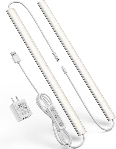 Miniatura 8 de Iluminación debajo del gabinete enchufable, luces debajo del mostrador regulables para cocina, 3 piezas de 12 pulgadas, tira de luz LED USB blanco