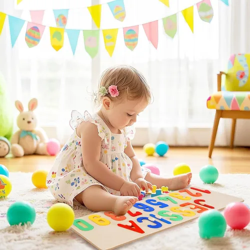 Miniatura 2 de Rompecabezas de nombres para bebés de 1 a 3 años, juguetes educativos de Navidad para niños de 1 a 3 años con número y formas, clavija y texto