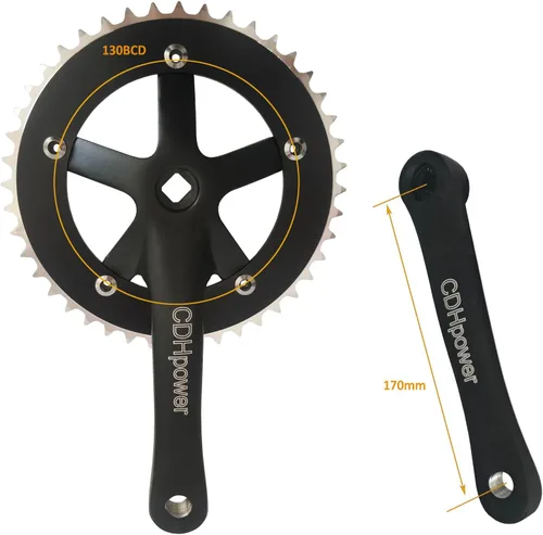 Miniatura 2 de Juego de bielas CDHPOWER 44T/46T 170mm Bielas de una sola velocidad 130 BCD para bicicleta de montaña y carretera con engranaje fijo, con cuadrante