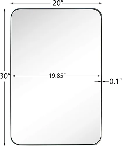 Miniatura 7 de GRACTO Espejo de baño con marco de metal de acero inoxidable de níquel cepillado de 20 x 30 pulgadas para montar en la pared, espejo rectangular