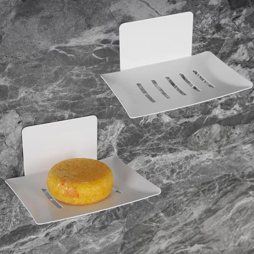 Miniatura 8 de Jaboneras para baño, soporte para jabón de barra con bandeja autodrenante, bandeja de jabón para pared de ducha, recipiente de jabón autoadhesivo