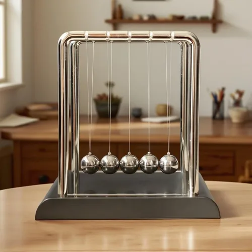 Miniatura 6 de Péndulo de Newton con Bolas de Equilibrio, Bolas Cinéticas Oscilantes con Base Negra, Herramienta de Aprendizaje Educativo de Ciencia Física