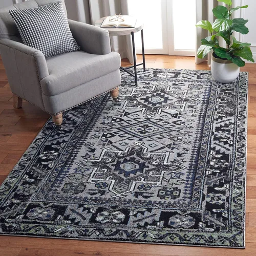 Miniatura 32 de SAFAVIEH Vintage Hamadan Collection Alfombra - 5'3" x 7'6", Rojo & Multi, Diseño tradicional persa, que no desprende pelusa y fácil de limpiar