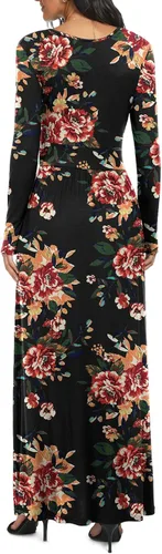 Miniatura 4 de LILBETTER - Maxi vestido casual, de manga larga, cuello en V, holgado, liso y largo para mujer