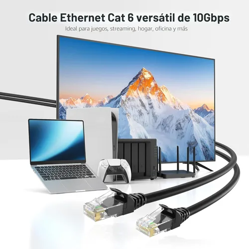 Miniatura 2 de Cable Matters combo de 5 colores, cable de conexión Ethernet sin enganches Cat6, negro, azul, blanco, rojo y verde, Rojo