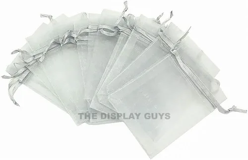 Miniatura 17 de TheDisplayGuys - Paquete de 48 bolsas de regalo de organza transparente negra de 2 x 2-3/4 pulgadas con cordón, bolsas de regalo para joyas, bolsas