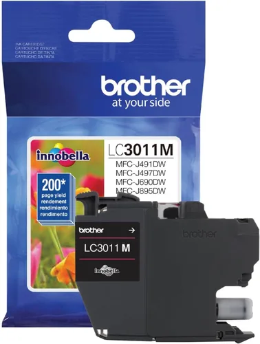 Cartucho de tinta Brother LC3011 de rendimiento estándar, empaque individual, rendimiento de hasta 200 páginas, LC3011, cartucho de reposición