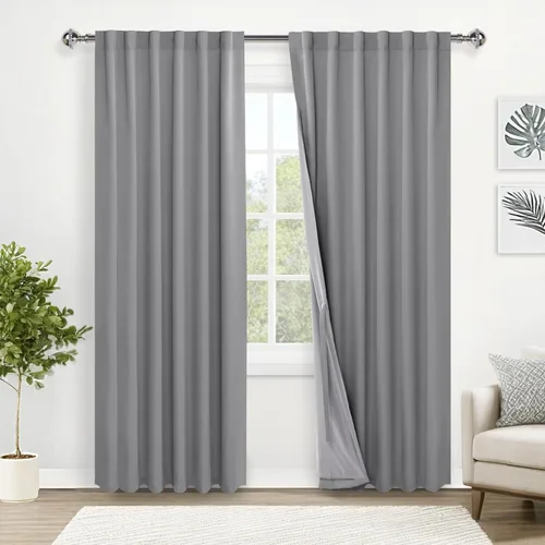 Miniatura 57 de XWZO Cortinas blancas 100% opacas con alzapaños, 2 capas gruesas completamente sombreadas con bolsillo para barra y pestaña trasera, cortinas