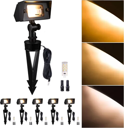 Miniatura 18 de Gardenreet Luz de Inundación de Bajo Voltaje para Exteriores - Luz LED de Lavado de Pared de Latón Sólido 12V, Paisajística de Cableado Fijo