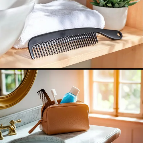 Miniatura 5 de Peine de pelo para hombre con asa, peines de bolsillo flexibles de plástico de 6 pulgadas para hombres, juego de peines negros para peinar dientes