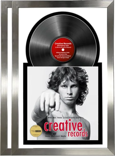 Miniatura 7 de Creative Picture Frames Marco para discos de Jukebox de 16 x 24 pulgadas con acabado de acero inoxidable de 12 pulgadas con doble paspartú blanco