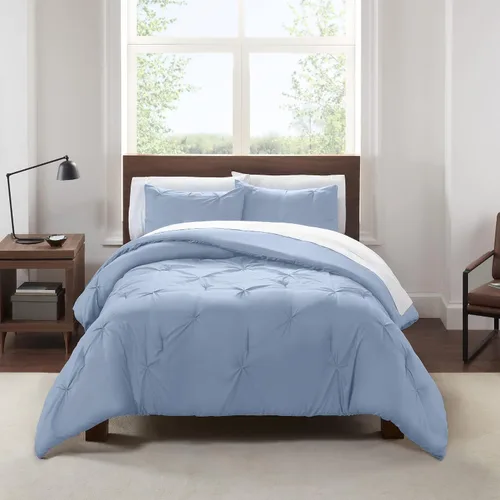 Miniatura 9 de SERTA Simply Clean - Juego de edredón hipoalergénico de 3 piezas, suave, ligero, plisado, tamaño matrimonial/queen, gris