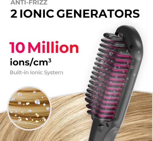 Miniatura 3 de TYMO Cepillo alisador de cabello iónico, alisador de cabello de un solo paso para mujeres, cepillo alisador con iones negativos, 16 ajustes
